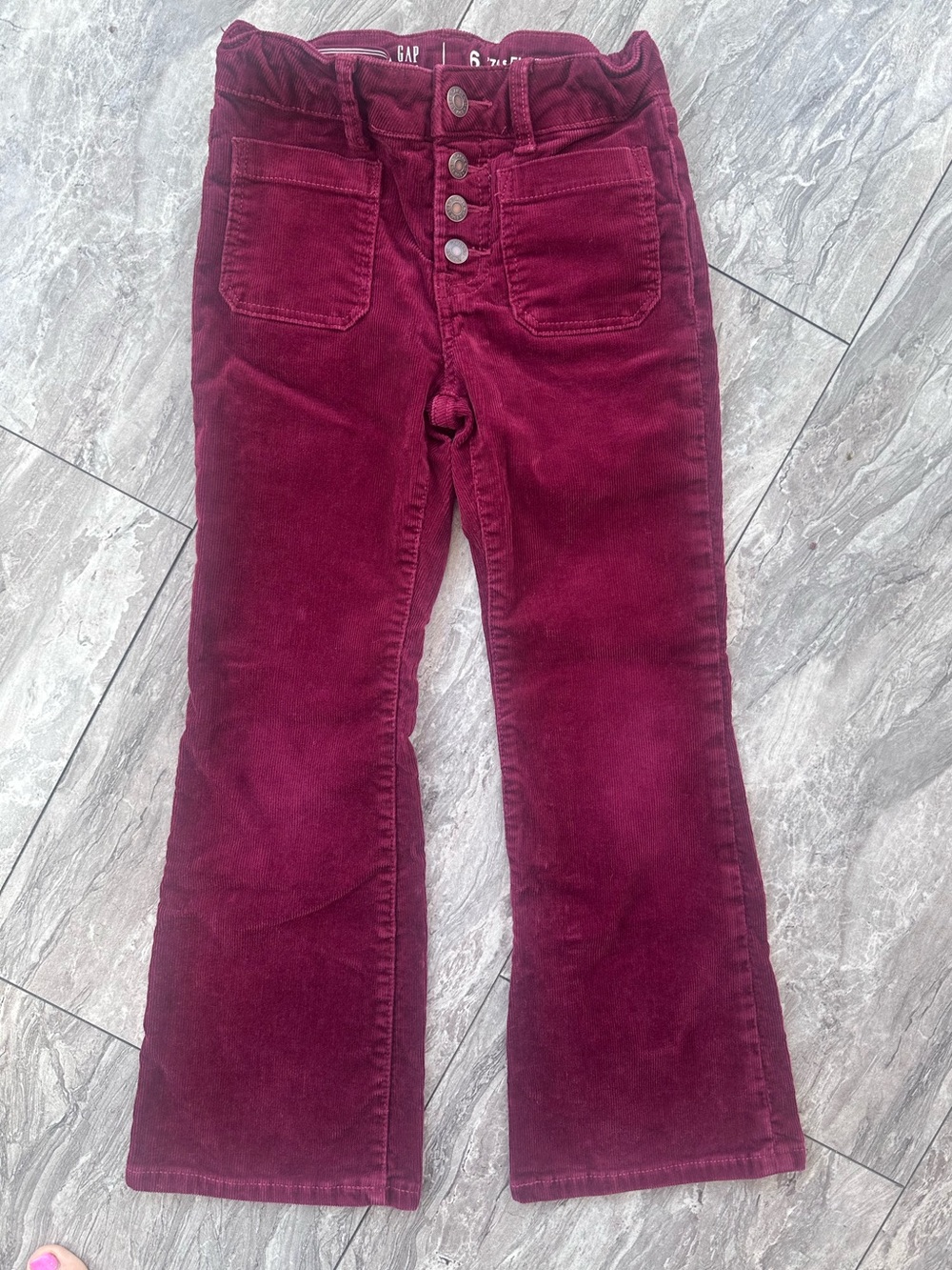 GAP Girls Deep Burgundy Corduroy Flare Jeans size 6